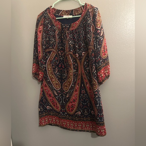 Altar’d State Paisley Boho Tunic Dress Navy Rust Floral Bohemian Lined Small - Picture 2 of 8